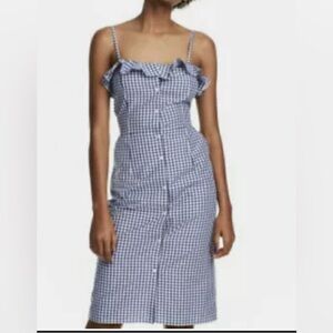 Blue and white checked cotton dress. Size 4 (runs small!!)